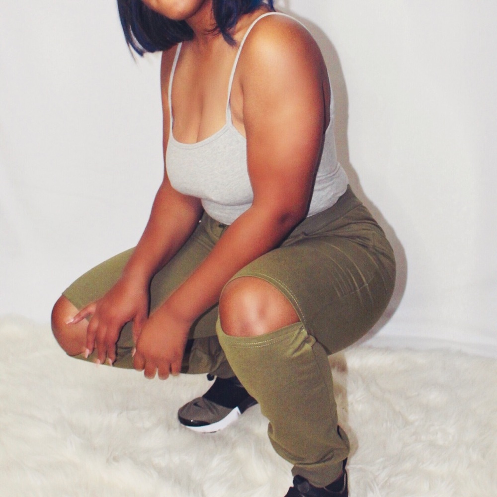 *NEW cutout olive sweatpants